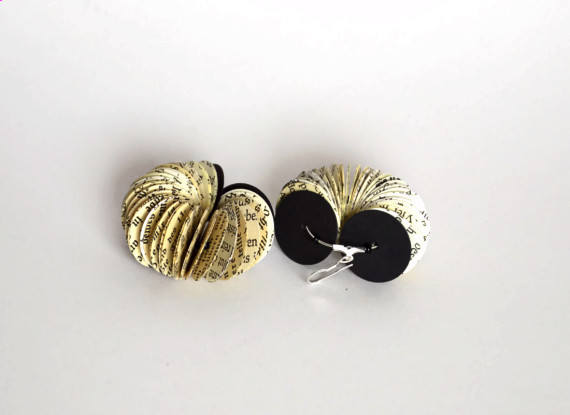 Statement Earrings made of Book Pages