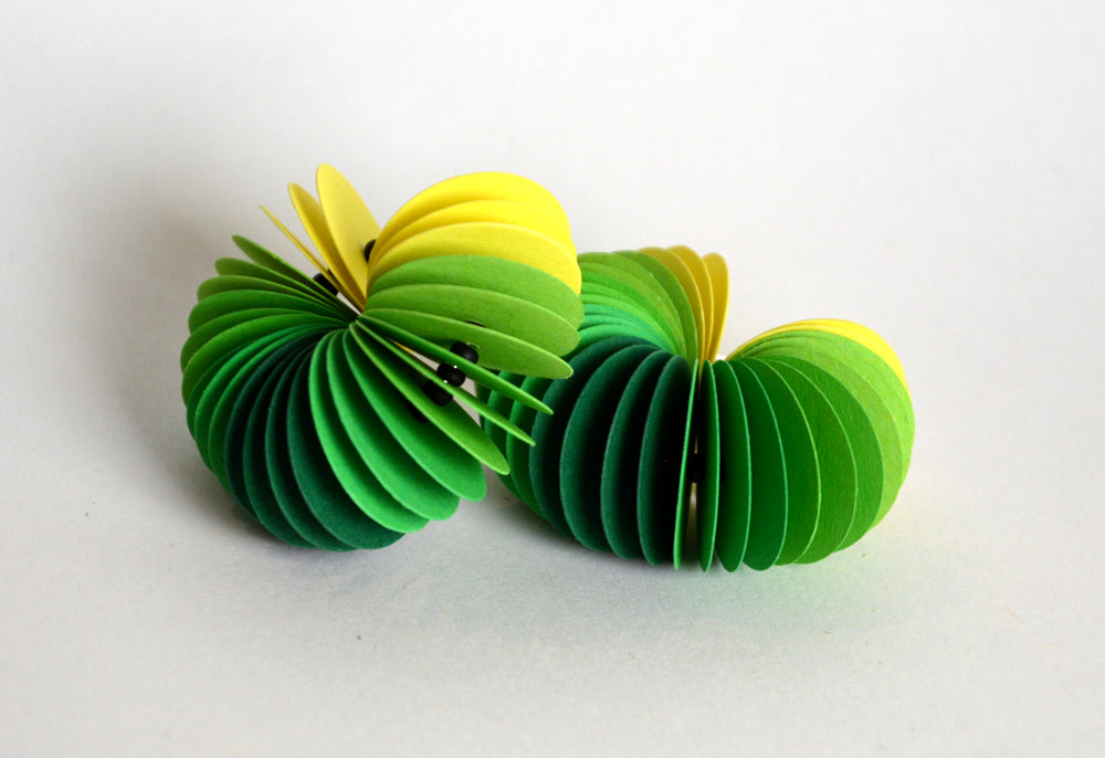 Ombré green-yellow: Dangle Earrings made of cardstock