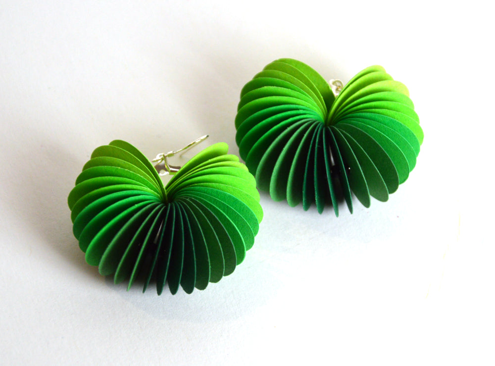 Ombré green: Dangle Earrings made of cardstock