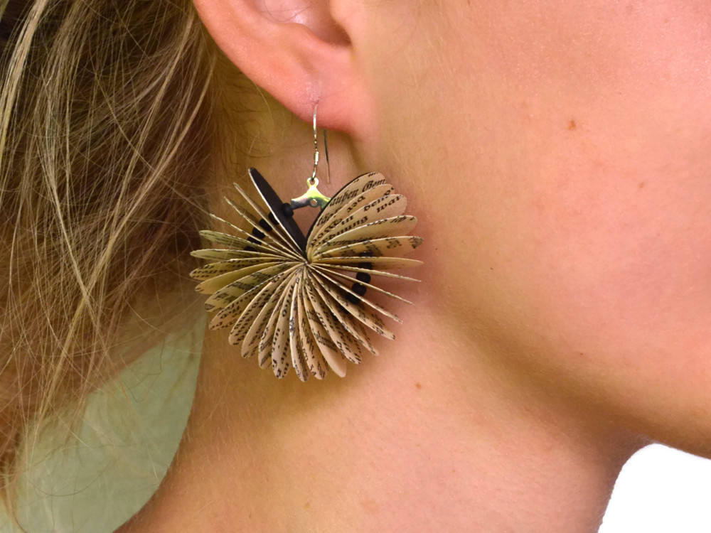 Statement Earrings made of Book Pages