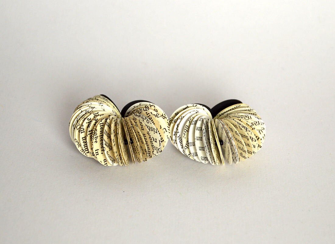 Statement Earrings made of Book Pages