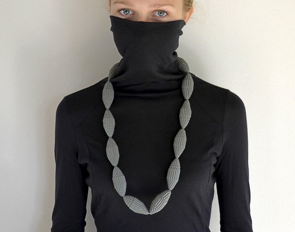 Violet: Necklace FILA with Beads of Corrugated Cardboard