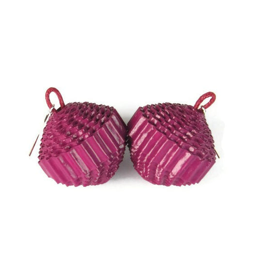 Fuchsia: Earrings PALLA - made of corrugated cardboard