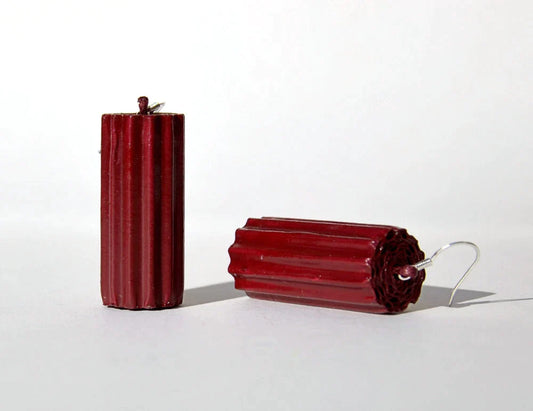 Bordeaux TUBI:  Earrings made of corrugated cardboard