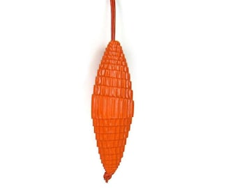 Orange: Necklace FILA with Beads of Corrugated Cardboard