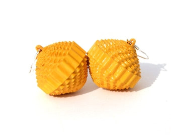 Sun yellow: Necklace FILA with Beads of Corrugated Cardboard