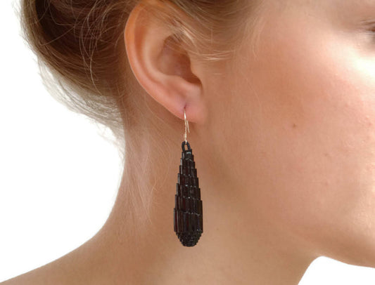 Black: Earrings LONG DROP - corrugated cardboard