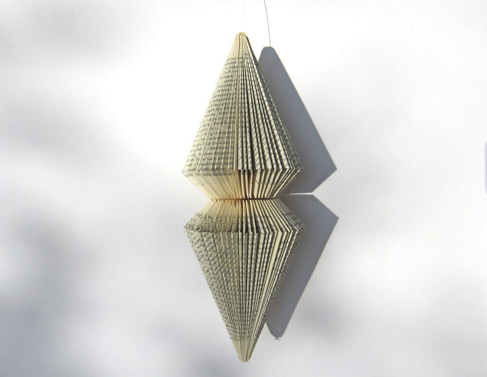 Hanging ornament made of 2 folded books