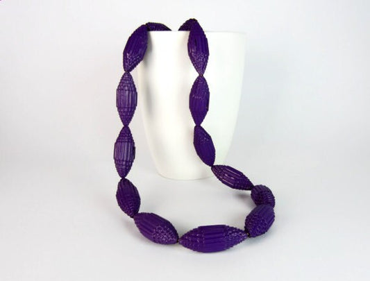 Violet: Necklace FILA with Beads of Corrugated Cardboard