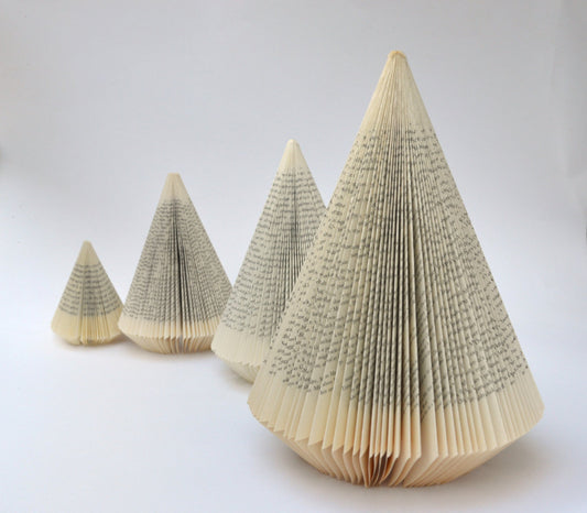 4 Christmas Trees: Folded Book Sculpture - altered Books