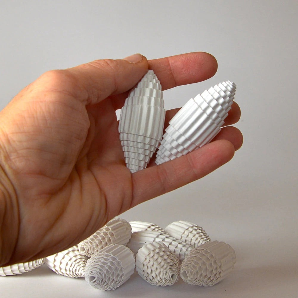 Golden Paper Beads made of corrugated cardboard - unfinished
