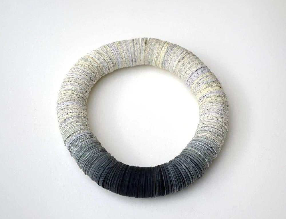 Necklace OMBRA gray made from book pages and gray papers