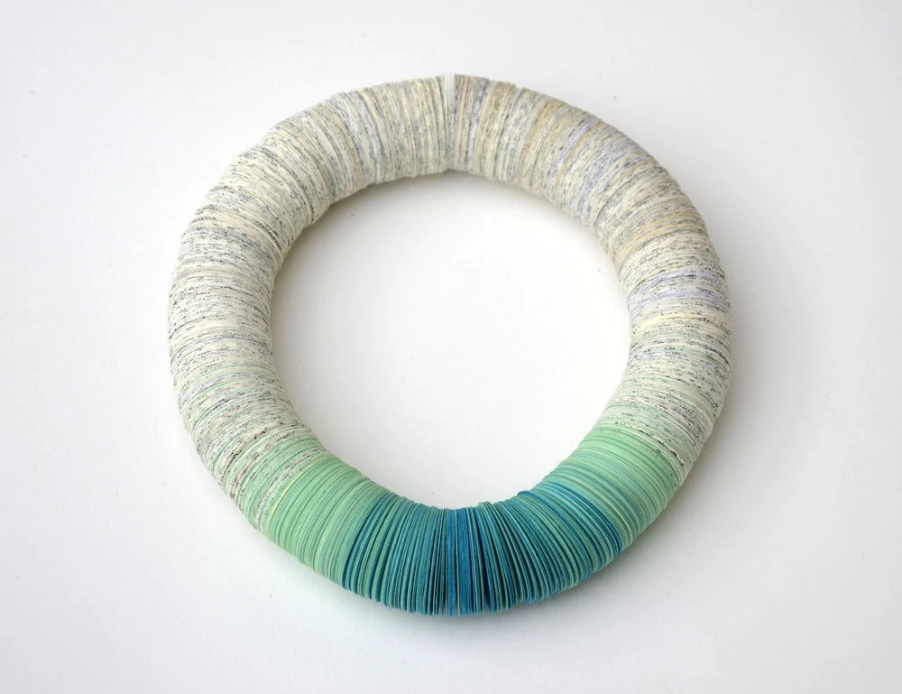 Necklace OMBRA turquoise made from book pages and turquoise papers