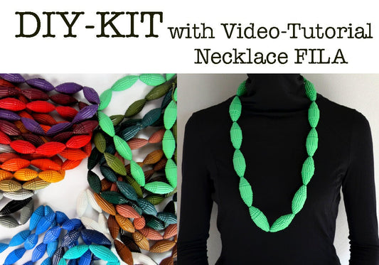 DIY-Basic - Kit: Necklace with Beads of corrugated paper - with VIDEO Tutorial