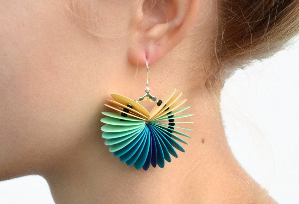 Ombre turquoise: Dangle Earrings made of cardstock