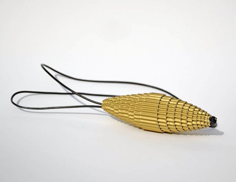 Golden: Statement Necklace FILA with Beads of Corrugated Cardboard