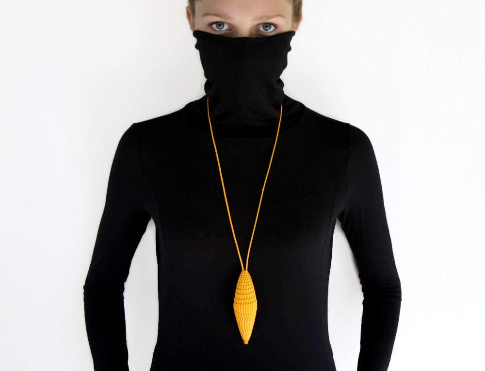 Sun Yellow: Statement Pendant CONO - corrugated cardboard