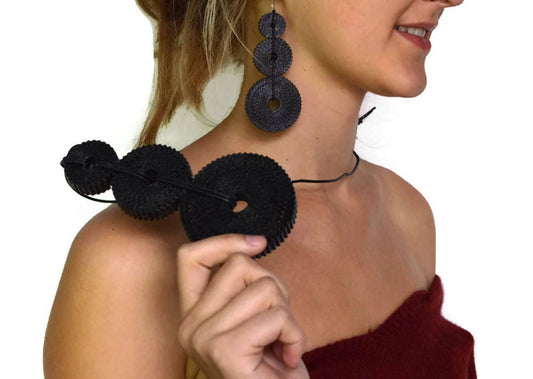 Black Red Grey: Statement Pendant TRICLO - corrugated cardboard