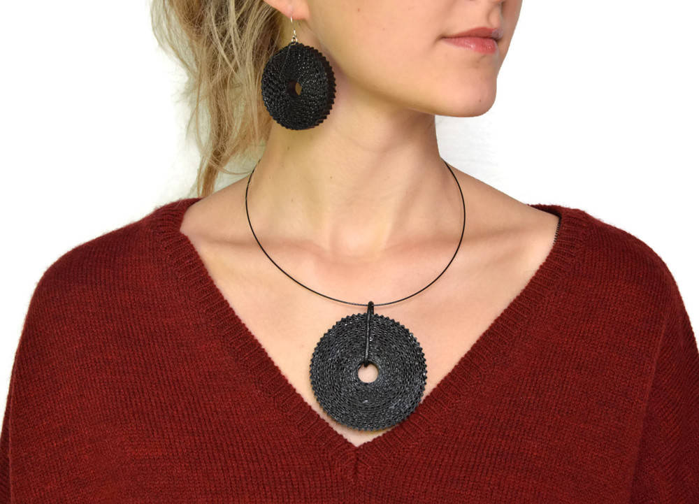 Black Statement Pendant ROTA - corrugated cardboard