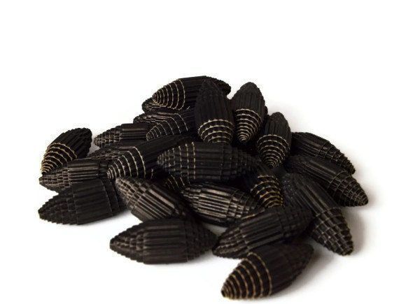 Black Paper Beads made of corrugated cardboard - unfinished