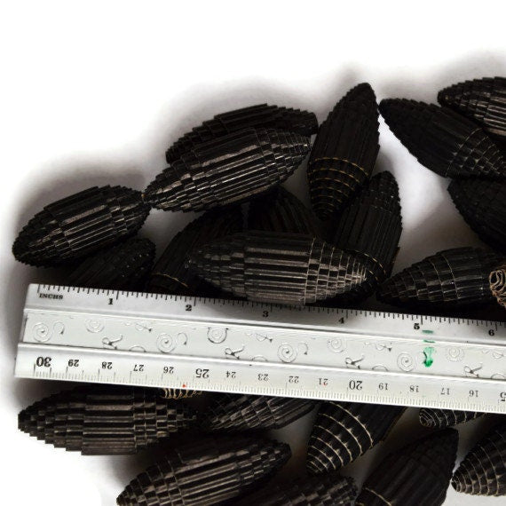 Black Paper Beads made of corrugated cardboard - unfinished