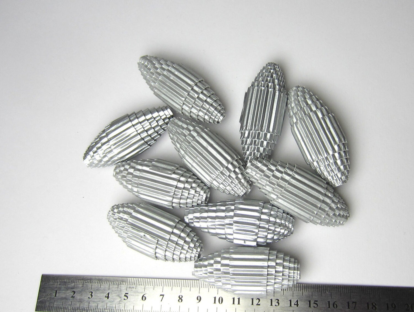 silver Paper Beads made of corrugated cardboard - unfinished