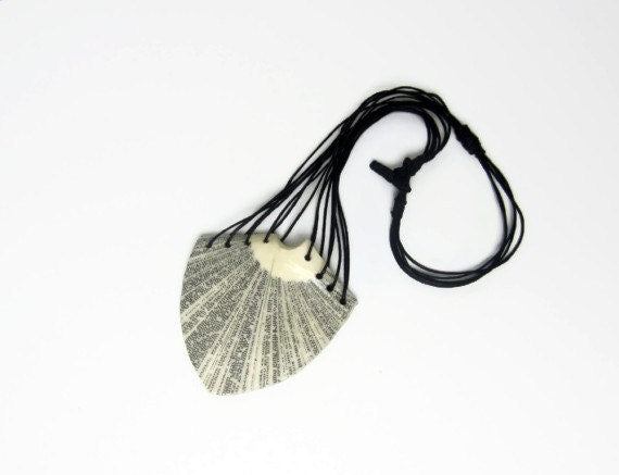 Book Necklace - Pendant made of Book Pages