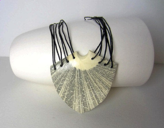 Book Necklace - Pendant made of Book Pages
