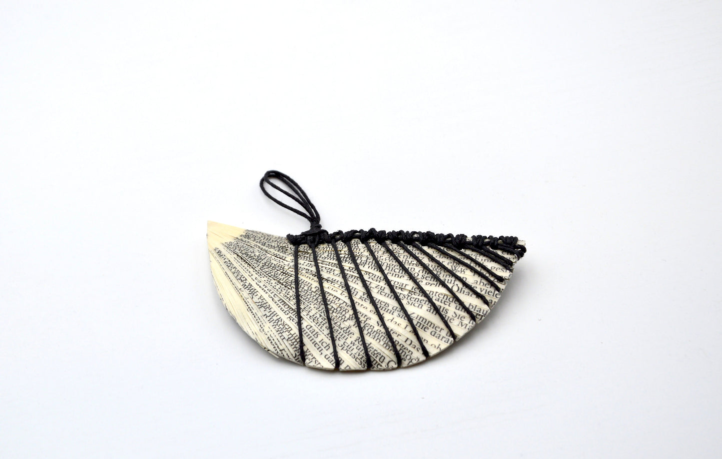 Half round book pendant - made of Book Pages - Art Paper necklace