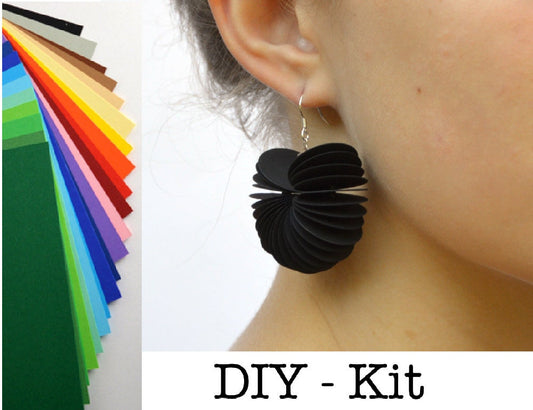 DIY Kit : Earrings made of colored cardstock Paper jewelry