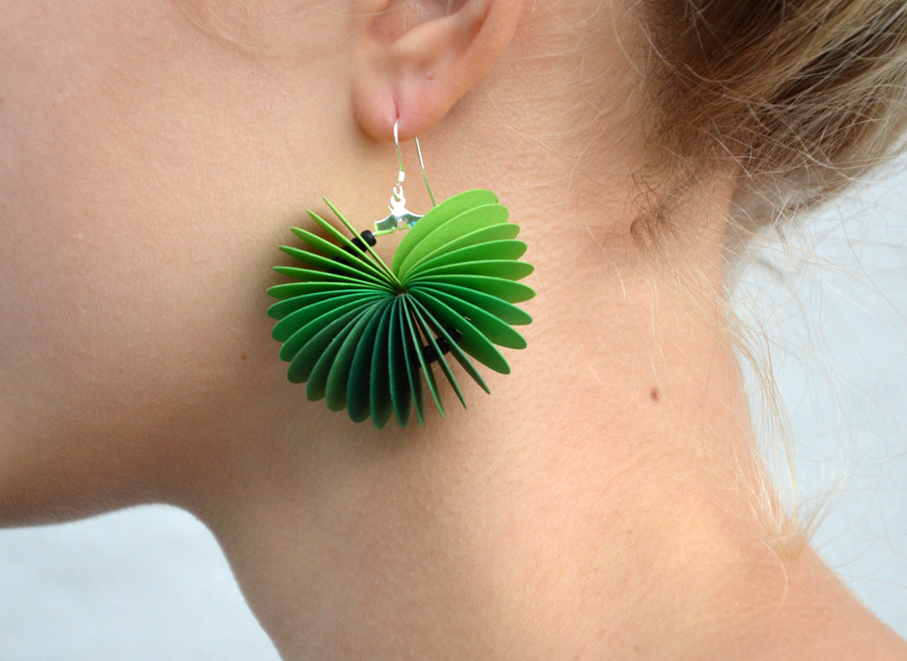 Ombré green: Dangle Earrings made of cardstock