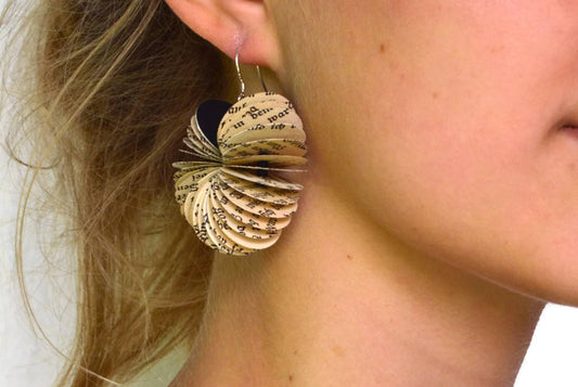 Statement Earrings made of Book Pages