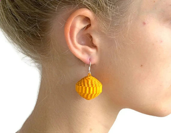 Sun yellow: Earrings PALLA - made of corrugated cardboard