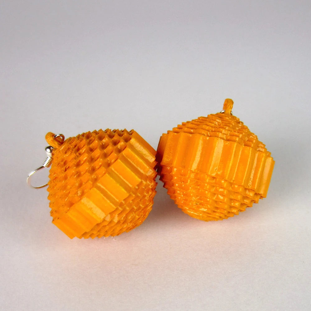 Sun yellow: Earrings PALLA - made of corrugated cardboard