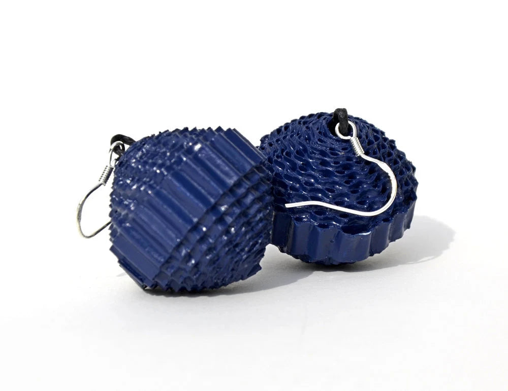 Kobalt blue: Earrings PALLA - made of corrugated cardboard