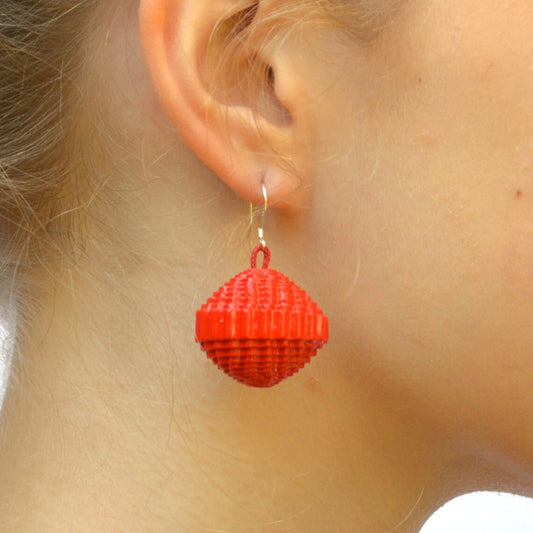 Red: Earrings PALLA - made of corrugated cardboard