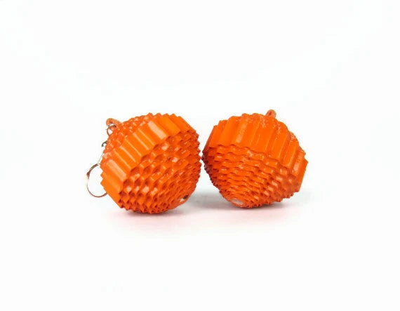 Orange: Earrings PALLA - made of corrugated cardboard