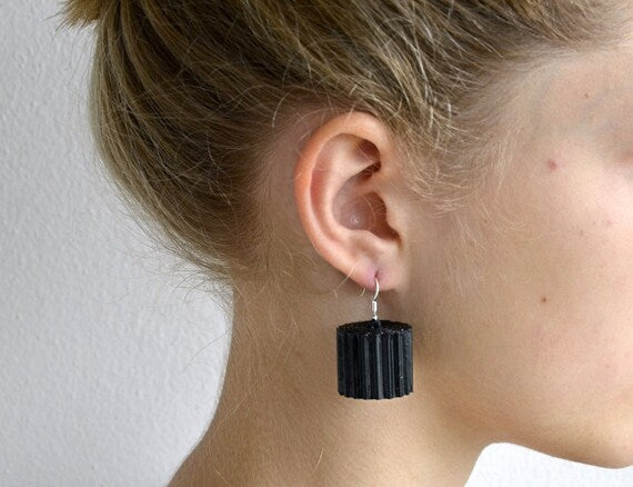 Aqua RULLO:  Earrings made of corrugated cardboard