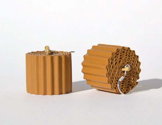 Ochre RULLO:  Earrings made of corrugated cardboard