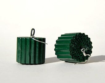 Dark Green RULLO:  Earrings made of corrugated cardboard