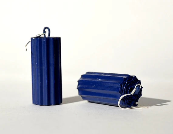 Dark blue TUBI:  Earrings made of corrugated cardboard