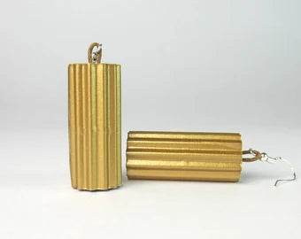 Golden TUBI:  Earrings made of corrugated cardboard