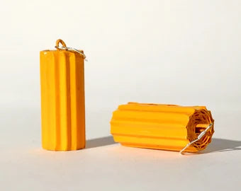 Yellow TUBI:  Earrings made of corrugated cardboard