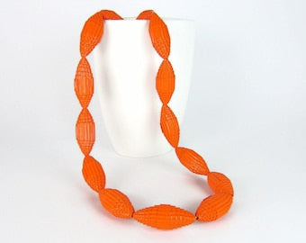 Orange: Necklace FILA with Beads of Corrugated Cardboard