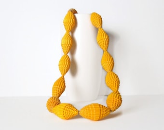 Sun yellow: Necklace FILA with Beads of Corrugated Cardboard