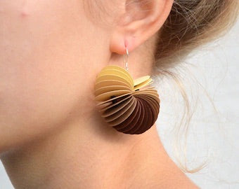 Ombré brown: Dangle Earrings CARTA - made of cardstock