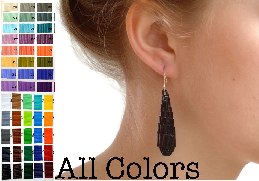 Black: Earrings LONG DROP - corrugated cardboard