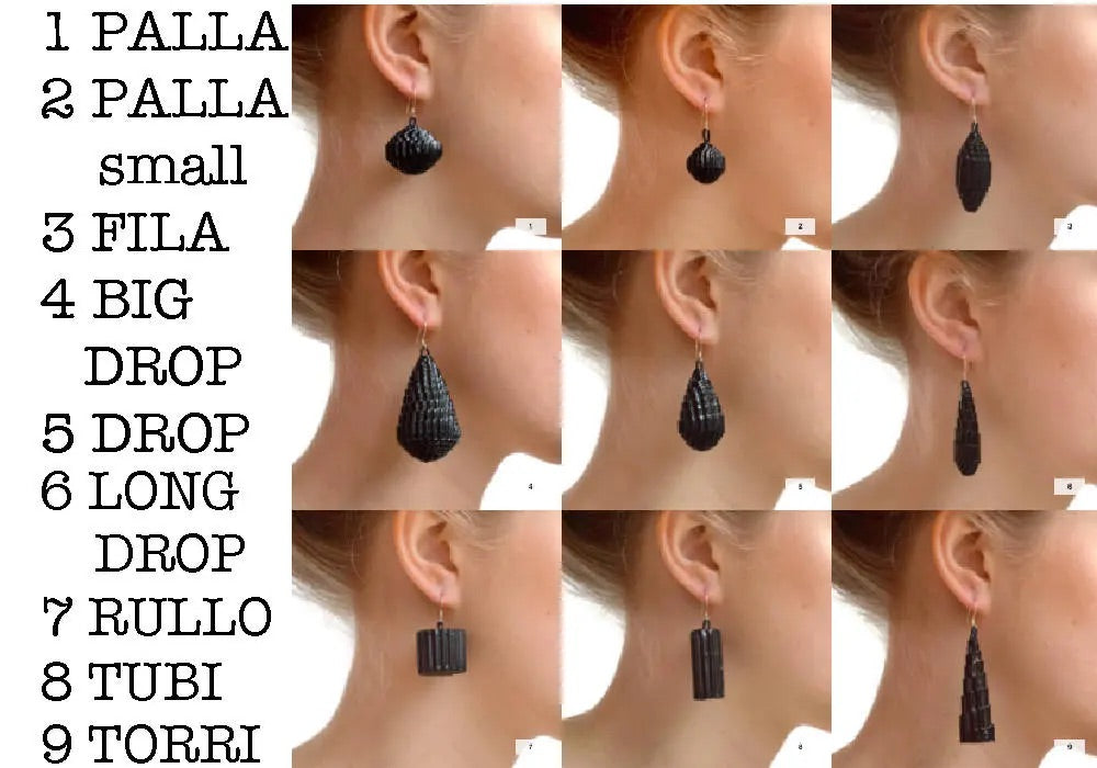 Black RULLO:  Earrings made of corrugated cardboard