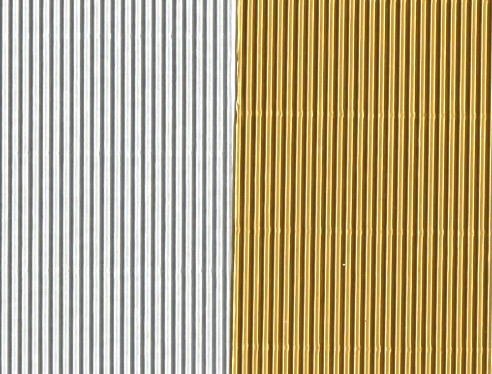 Golden or silver corrugated cardboard - Large sheets 13"x 9"  for crafting