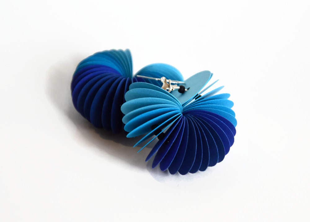 ombré blue: Dangle Earrings CARTA - made of cardstock